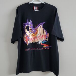 Vintage Y2K Disney Fantasmic Black Cotton T-Shirt with Mickey Mouse Design Sz XL